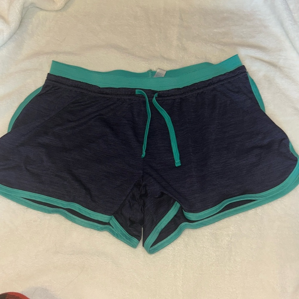 Just Be athletic shorts, blue and green, XL